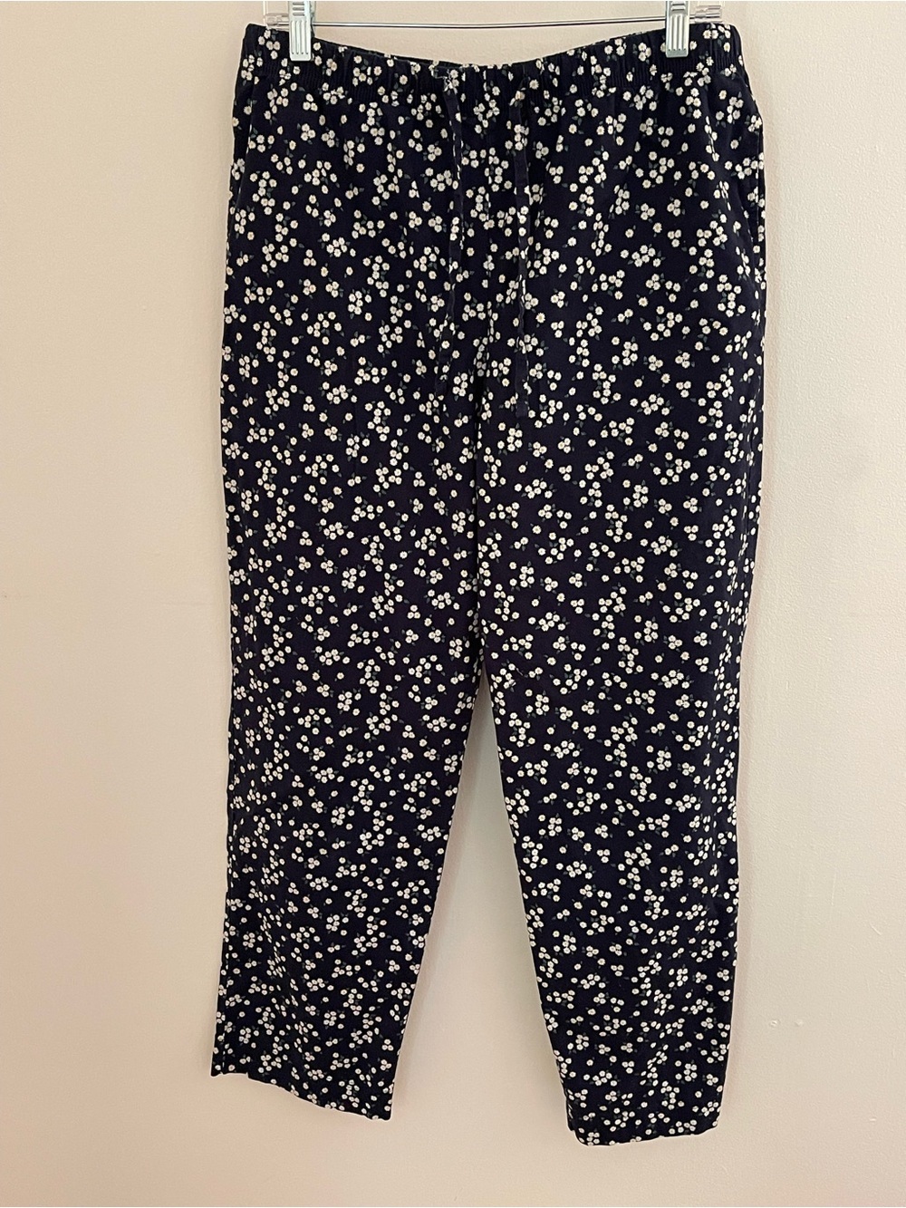 L.L.Bean Daisy Floral Pajama Pants Women’s Medium Navy Cotton Sleep Lounge